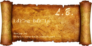 Láng Béla névjegykártya